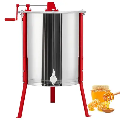 Garvee Manual Honey Extractor 2/4 Frames Stainless Steel Adjustable Legs Transparent Lid Honeycomb Drum Spinner for Beekeeper...
