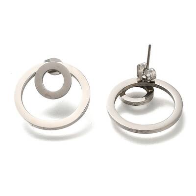 304 Stainless Steel Stud Ring Stud Earrings