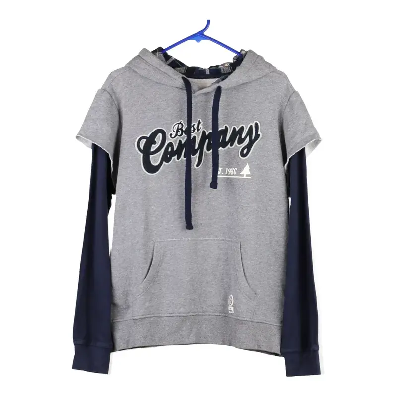 Age 16 Best Company Spellout Hoodie - XL Grey Cotton