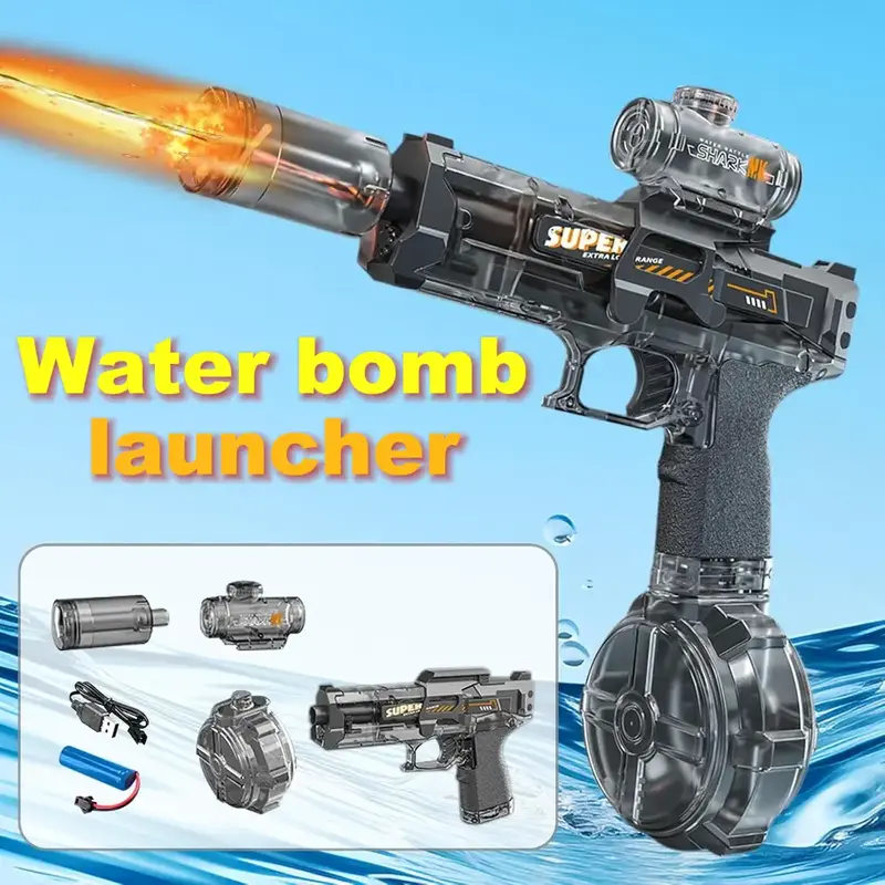 Ultra-high-speed linkage launcher with LED Effects,Suitable for Adults & Kids,Large Capacity Water Tank & Rechargeable Batter...