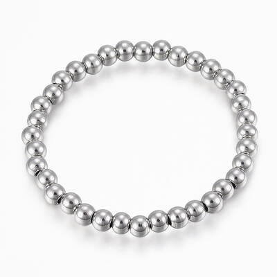 Tarnish Resistant 201 Stainless Steel Beaded Stretch Bracelets