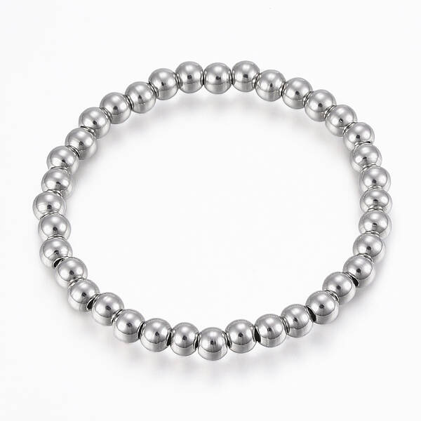 Tarnish Resistant 201 Stainless Steel Beaded Stretch Bracelets