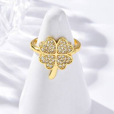 Brass Micro Pave Clear Cubic Zirconia Cuff Rings for Women