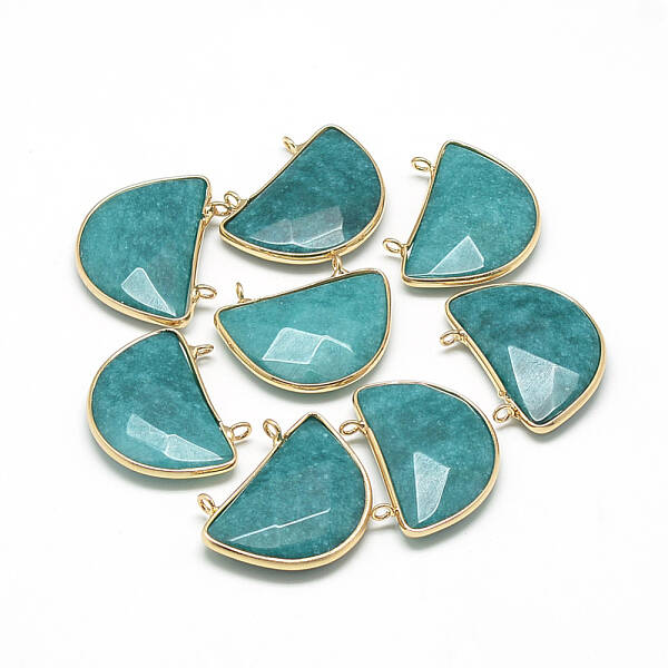 Natural White Jade Semi Circle Pendants