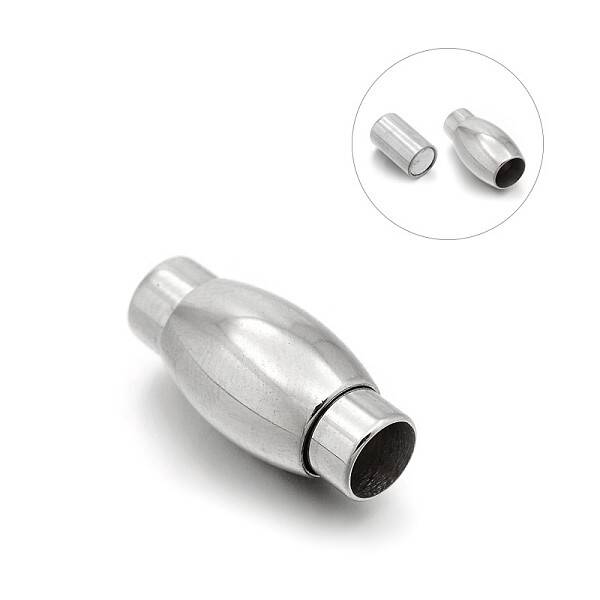 Tarnish Resistant Smooth 304 Stainless Steel Barrel Magnetic Clasps with Glue-in Ends