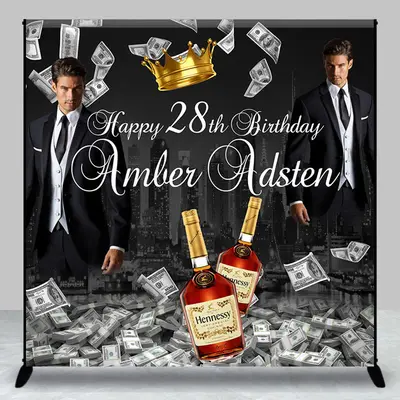 Custom Photo Money Man 28th Birthday Backdrop - Aperturee