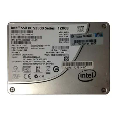 717964-001 HP 120GB Multi-Level Cell SATA 6Gb/s Value 2.5-Inch Midline Enterprise Solid State Drive for ProLiant Servers