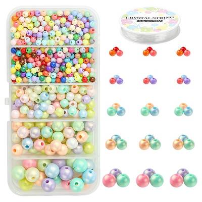 DIY Colorful Acrylic Round Beaded Stretch Bracelets