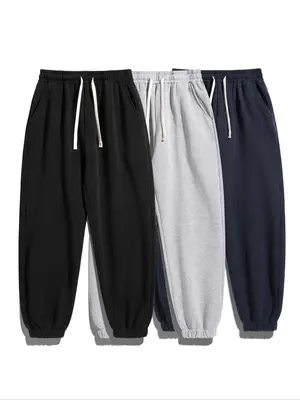 Men's Solid Color Drawstring Waist Sweatpants, Casual Comfy Loose Fit Pocket  Jogger Pants for Daily Wear, Men's Trousers for...