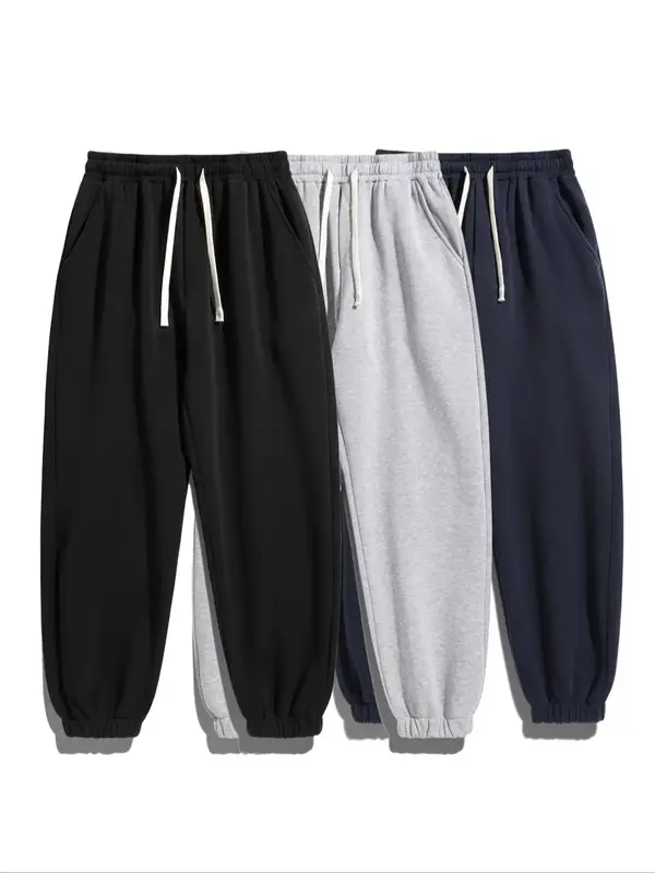 Men's Solid Color Drawstring Waist Sweatpants, Casual Comfy Loose Fit Pocket  Jogger Pants for Daily Wear, Men's Trousers for...
