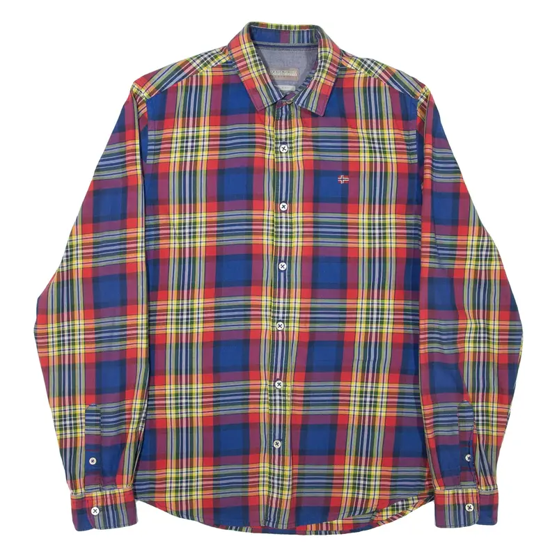 NAPAPIJRI Slim Fit Mens Shirt Blue Check Long Sleeve M