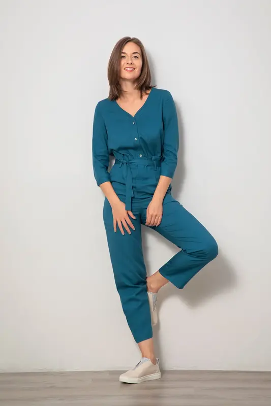 V-neck Jumpsuit - Ocean | Size: S