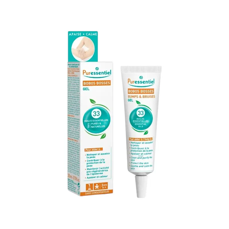 Puressentiel Bobos Bosses Oli essenziali Lenitivo e calmante Gel trattamento locale Per urti e lividi Tutto il corpo 20 ml