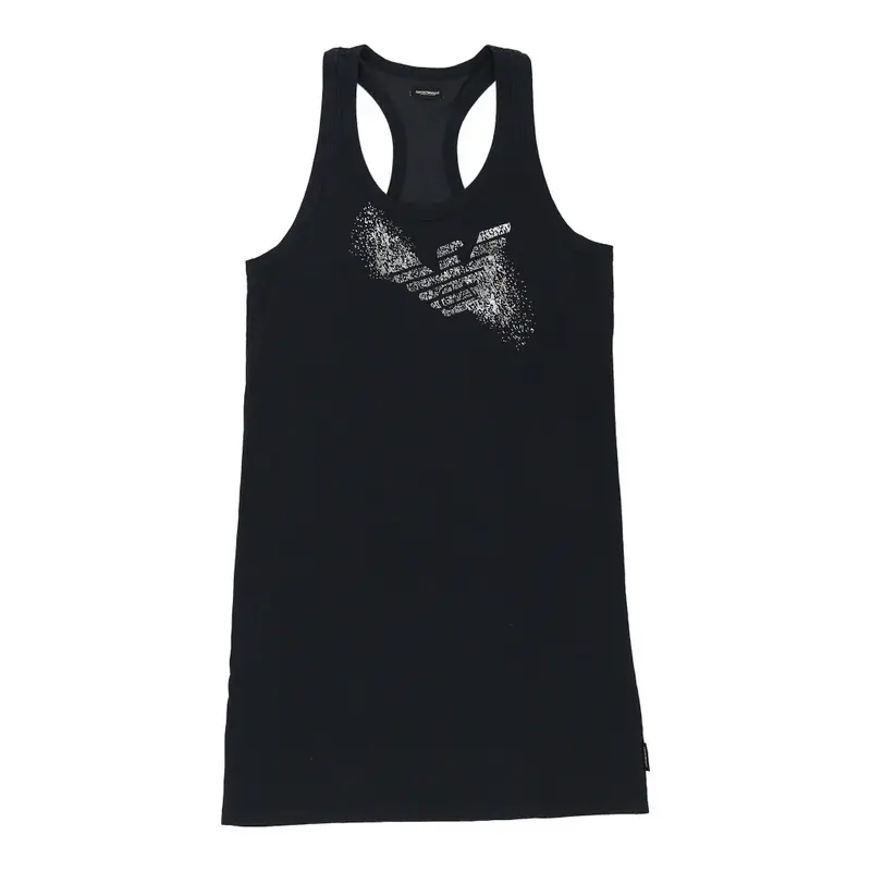 Emporio Armani Graphic Mini Dress - Small Navy Cotton Blend