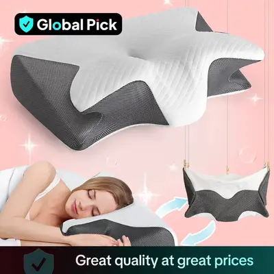 Supportive Memory Foam Neck Pillow, 1 Count Soft Pillow with Breathable Washable Pillowcase, Soft & Comfortable Neck Pillow f...