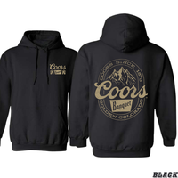 Coors Banquet Hoodie - Classic and Rugged Design Featuring Retro Coors Logo with Mountain Graphics, Black Unisex Sweatshirt f...