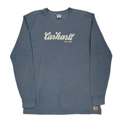 Carhartt Tall Long Sleeve T-Shirt - XL Blue Cotton