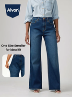 ALVON Baggy Jeans Women's Stretch Denim Pants Plus Size Minimalist Recycled Denim High Waist Wide Leg Fitted Streetwear Trous...