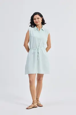 Drawstring Shirt Dress in Stripes | Color: Parallel Paths | Size: L