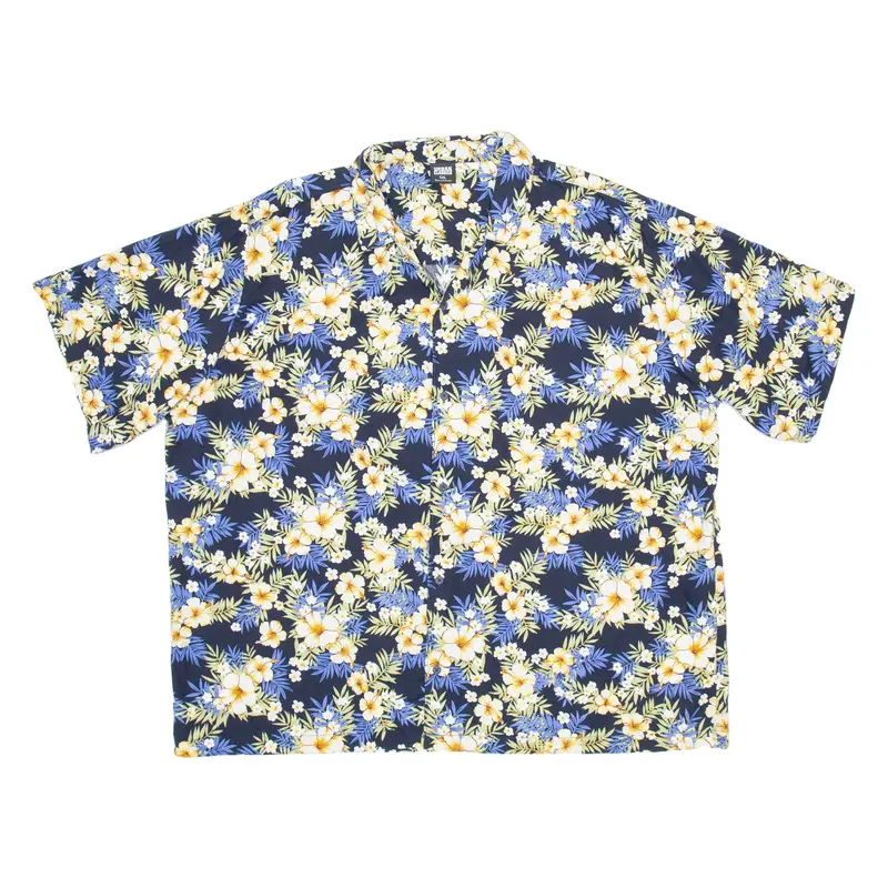 URBAN CLASSICS Mens Hawaiian Shirt Blue Floral 5XL