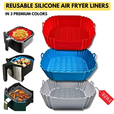 Square Silicone Air Fryer Liners, 3pcs 8.5 Inch Reusable Air Fryer Pot, Air Fryer Accessories - Air Fryer Inserts for 3.5 to ...
