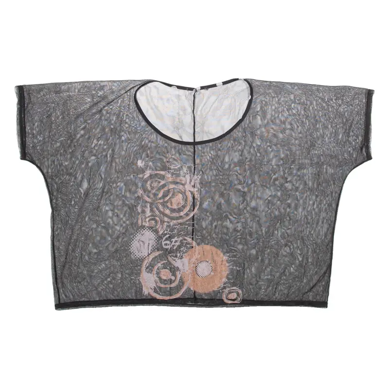 Womens Oversized Blouse Black 3/4 Sleeve 2XL