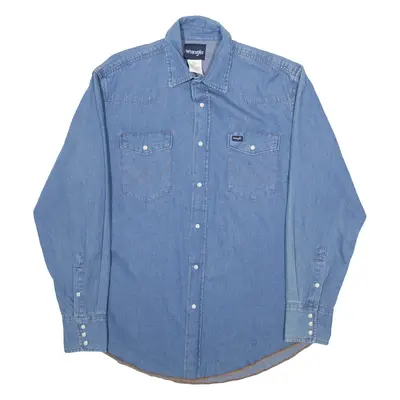 WRANGLER Mens Plain Shirt Blue Long Sleeve L