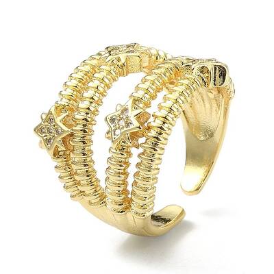 Clear Cubic Zirconia Star Cuff Ring