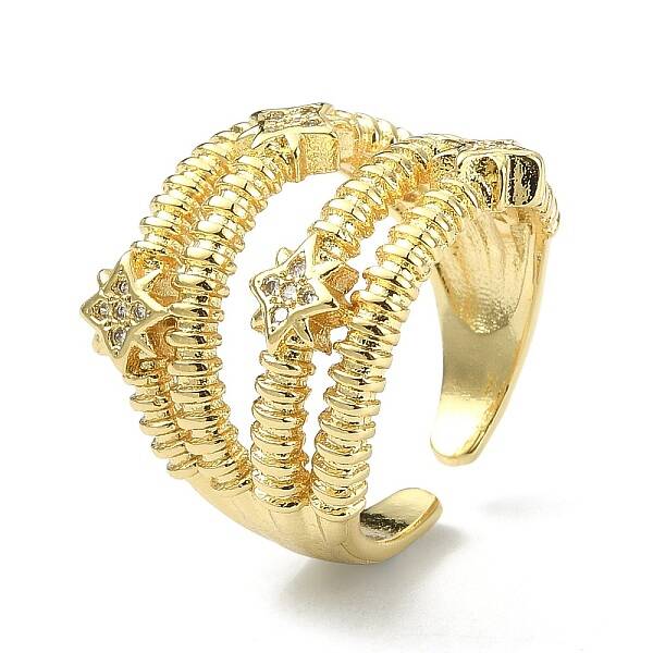 Clear Cubic Zirconia Star Cuff Ring