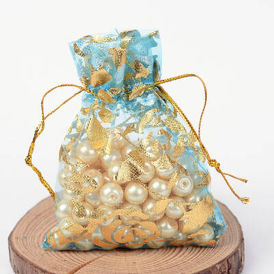 Rose Printed Organza Bags