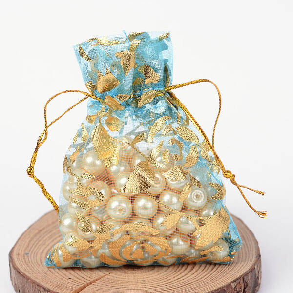 Rose Printed Organza Bags