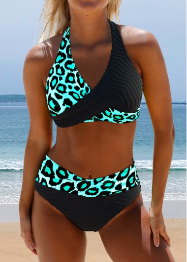 Modlily Surplice Floral Print Black Bikini Set - XL