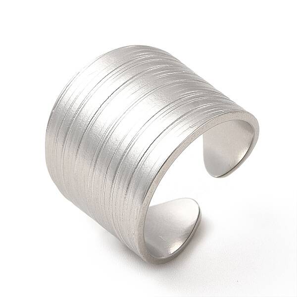 Non-Tarnish 304 Stainless Steel Textured Wide Open Cuff Ring for Women