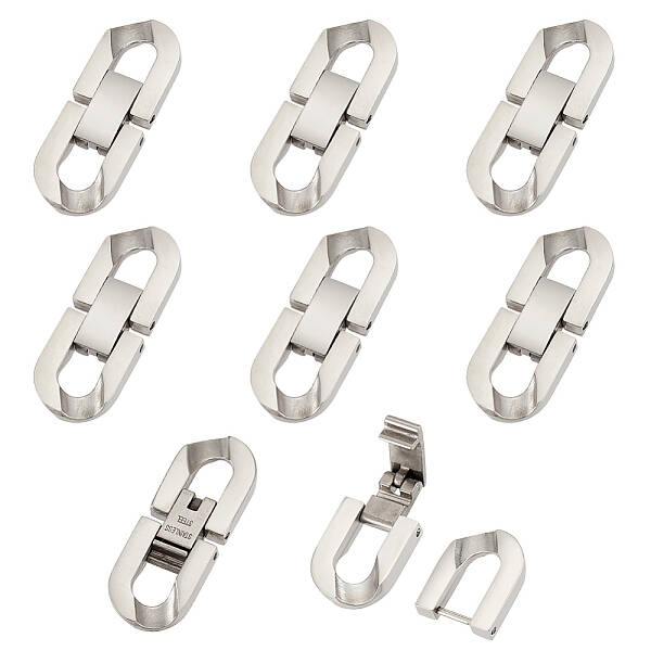8 Sets 304 Stainless Steel Fold Over Clasps