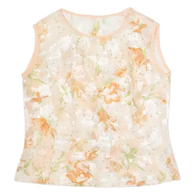 Womens Printed Vest Pink Sleeveless 90s Floral S