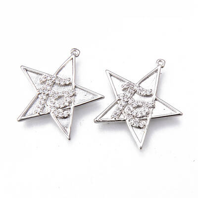 Brass Micro Pave Clear Cubic Zirconia Faith Pendants