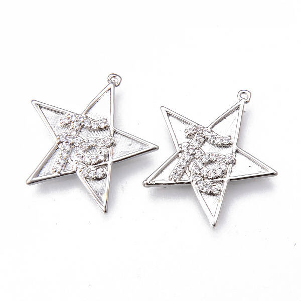 Brass Micro Pave Clear Cubic Zirconia Faith Pendants