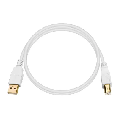8615 Monoprice USB-A to USB-B 2.0 Cable 28/24AWG Gold Plated White 3ft