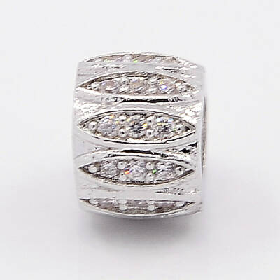 Brass Micro Pave Cubic Zirconia European Beads