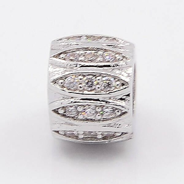 Brass Micro Pave Cubic Zirconia European Beads