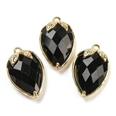 Natural Obsidian Faceted Pendants