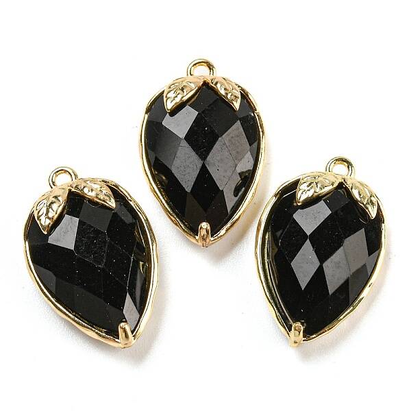 Natural Obsidian Faceted Pendants