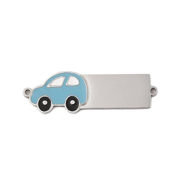 304 Stainless Steel Light Sky Blue Enamel Vehicle Connector Charms