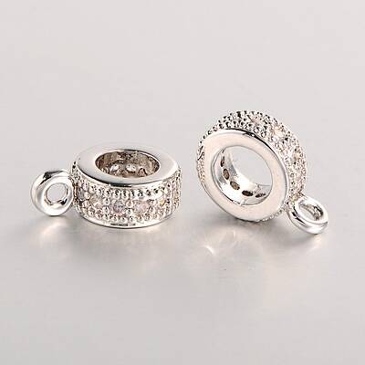 Brass Micro Pave Cubic Zirconia Tube Bails