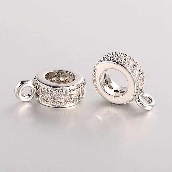 Brass Micro Pave Cubic Zirconia Tube Bails