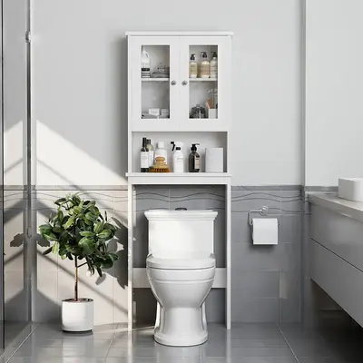 Walsunny Over Toilet Storage Cabinet, Bathroom Shelf Organizer Over Toilet, Washing Machine Box, Space Saver with Adjustable ...