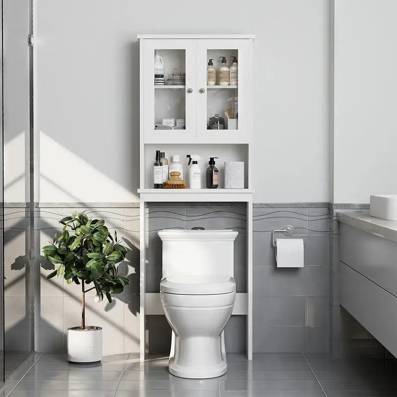 Walsunny Over Toilet Storage Cabinet, Bathroom Shelf Organizer Over Toilet, Washing Machine Box, Space Saver with Adjustable ...