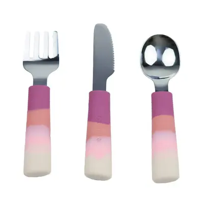 3 piece cutlery set for kids and toddlers - Pink