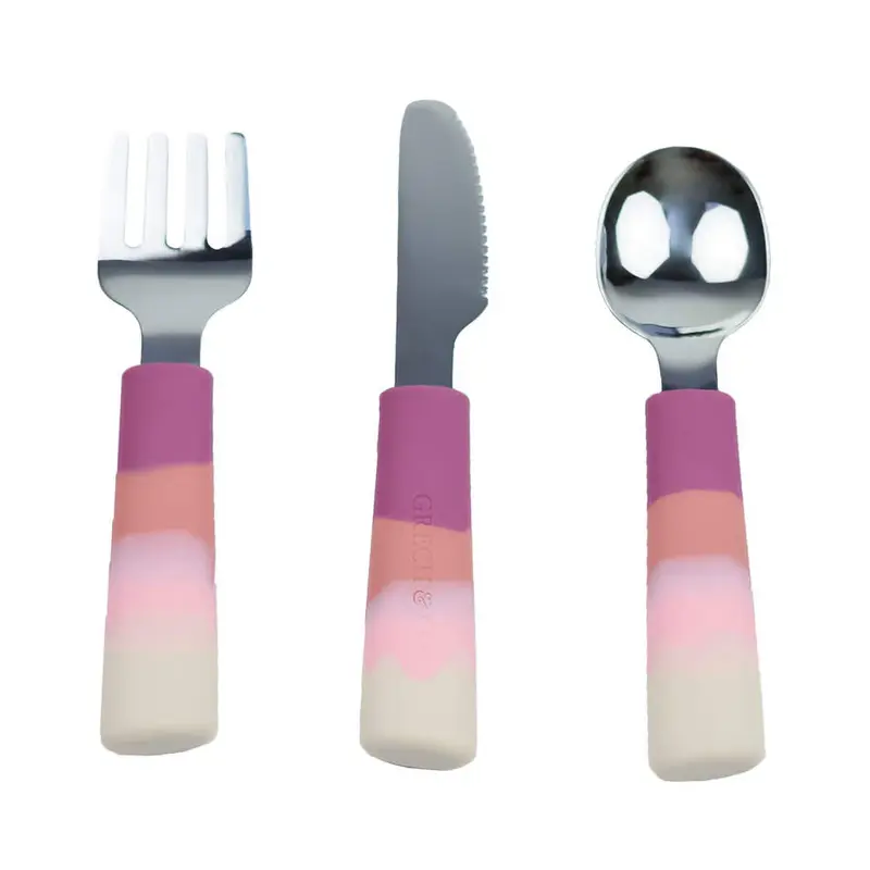 3 piece cutlery set for kids and toddlers - Pink