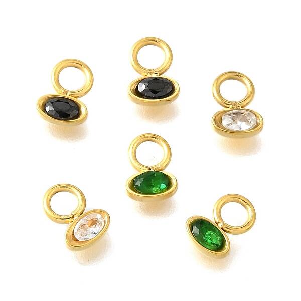 304 Stainless Steel Micro Pave Rhinestonea Pendants